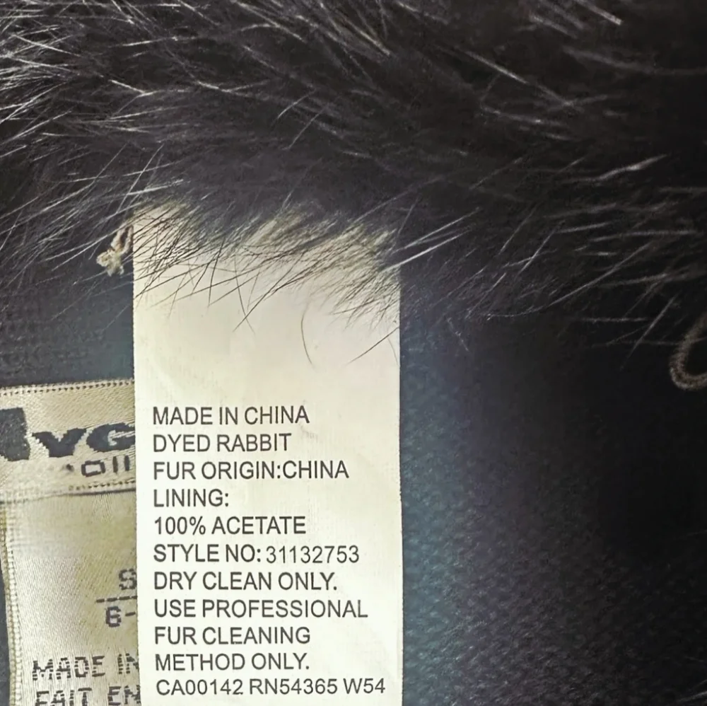 NWT Vintage NYgard Collection Black Cardigan Small Genuine Rabbit Fur Collar